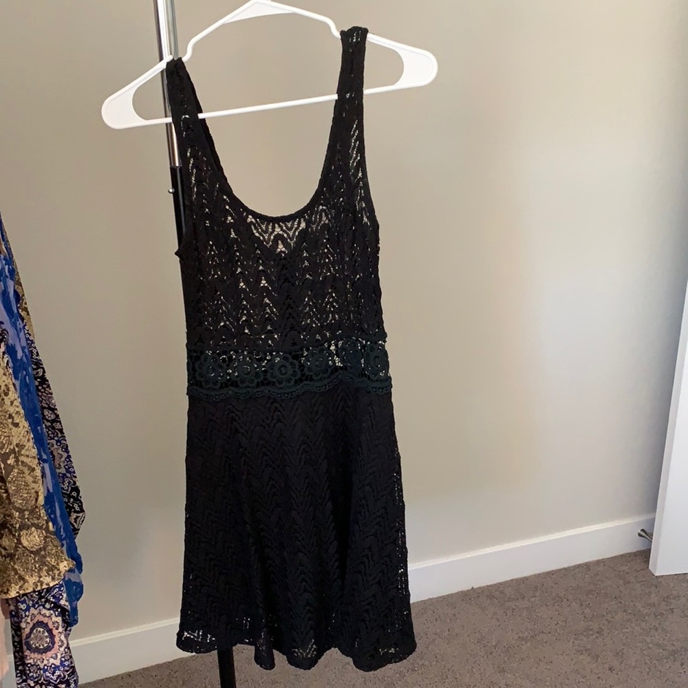 Black crochet dress